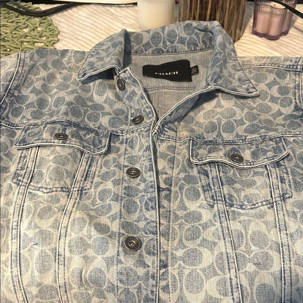 Coach Light Blue Patterned Denim Jacket - image 3